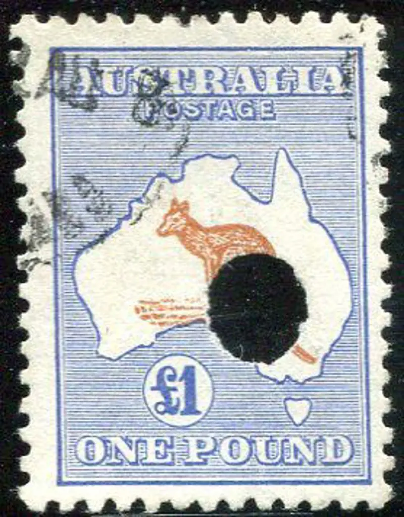 £1 chestnut & bright blue with telegraph puncture. ... Image 1++