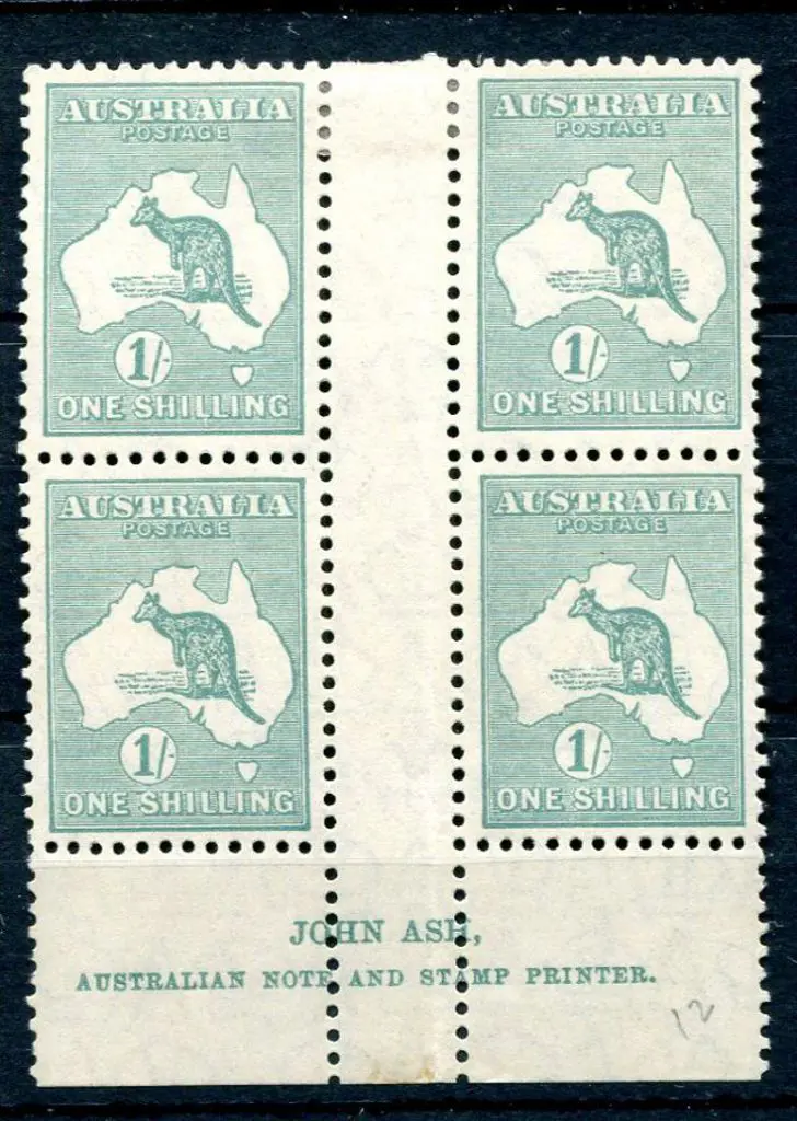 1929/30 Small Multiple Watermark 1/- blue green ... Image 1++