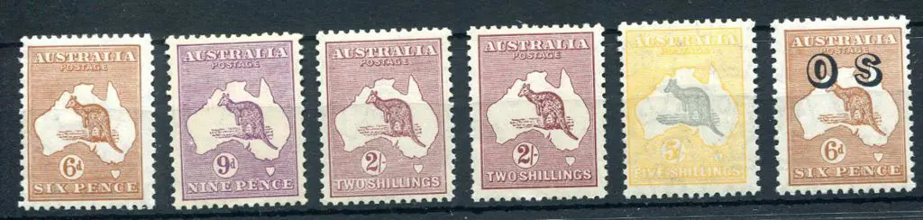 1931-47 CofA 6d MH, 9d MLH, 2/- types A & B both ... Image 1++