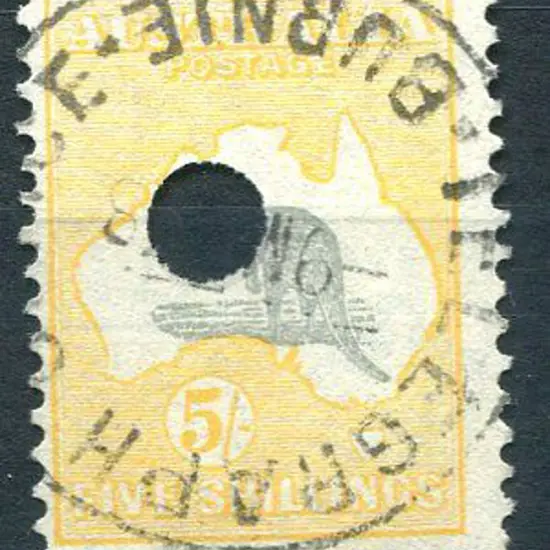 1931-47 CofA 5/- grey & yellow-orange with "break ...