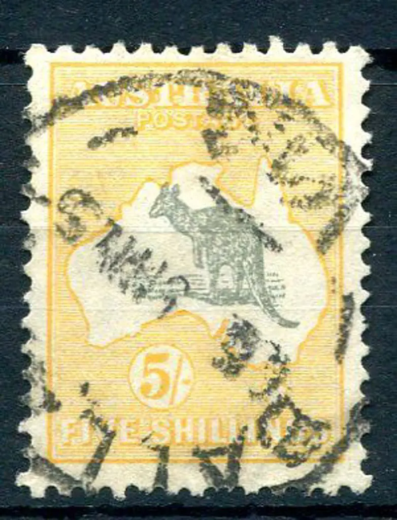 1931-47 CofA 5/- grey & yellow-orange with "long ... Image 1++