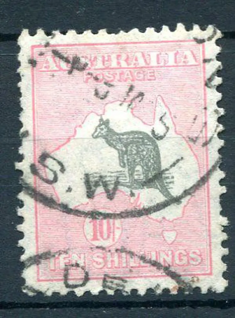 1931-47 CofA 10/- dark grey & aniline-pink. F/U ... Image 1++