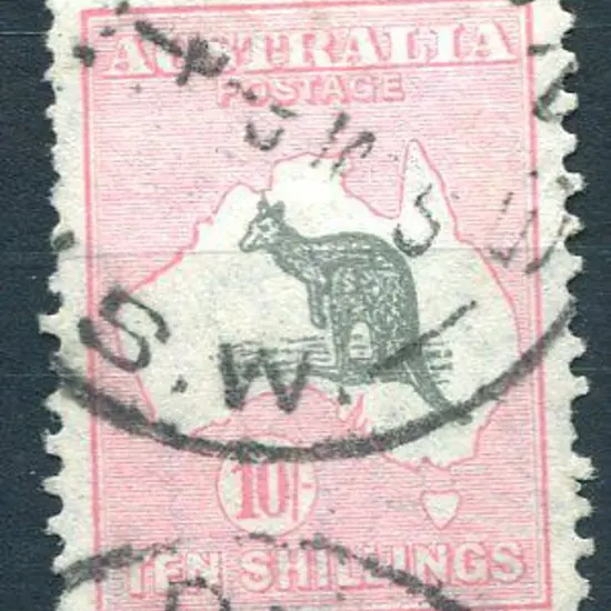 1931-47 CofA 10/- dark grey & aniline-pink. F/U ...