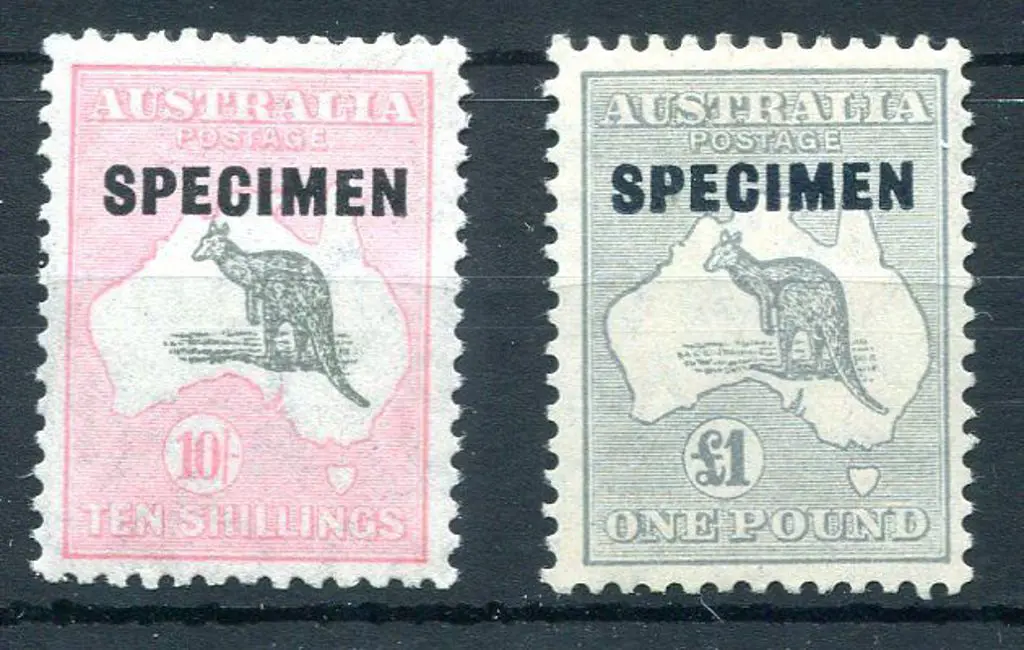 1931-47 CofA 10/- grey & aniline pink & £1 grey ... Image 1++