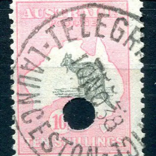 1931-47 CofA 10/- grey & aniline-pink with central ...