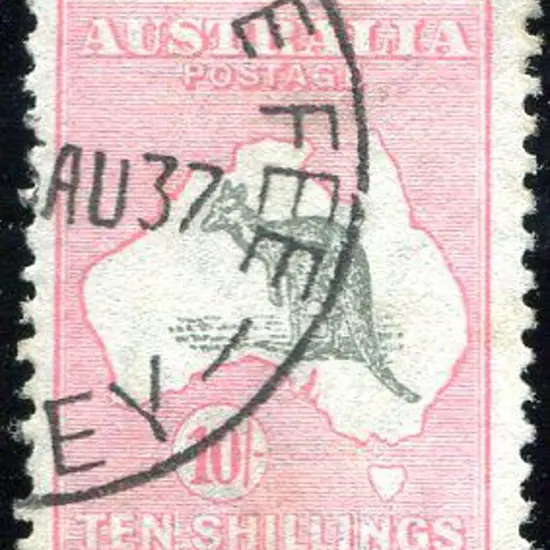1931-47 CofA 10/- grey & pink with "weeping ...