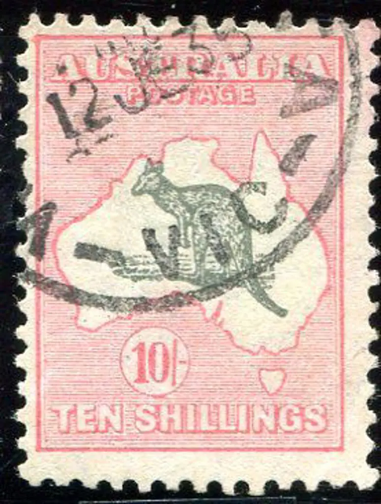 1931-47 CofA 10/- grey & pink with "white flaw ... Image 1++