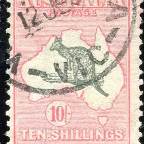 1931-47 CofA 10/- grey & pink with "white flaw ...