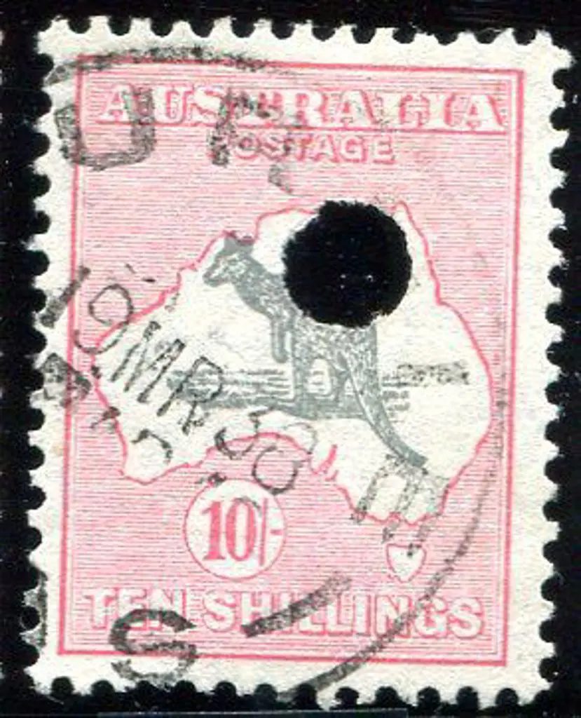1931-47 CofA 10/- grey & pink with neat telegraph ... Image 1++