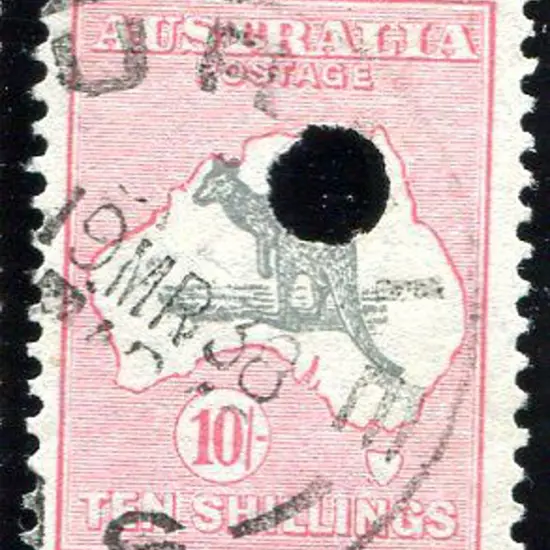 1931-47 CofA 10/- grey & pink with neat telegraph ...