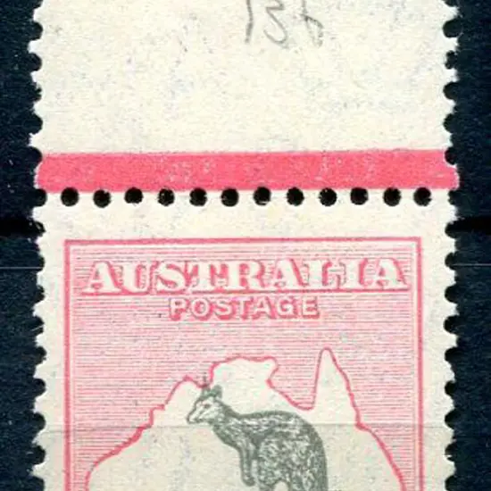 1931-47 CofA 10/- grey & pink with top selvedge. ...