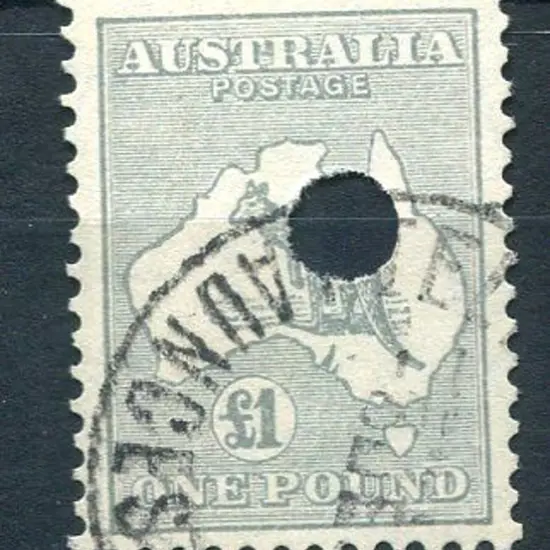 1931-47 CofA £1 grey with telegraph puncture & F/U ...