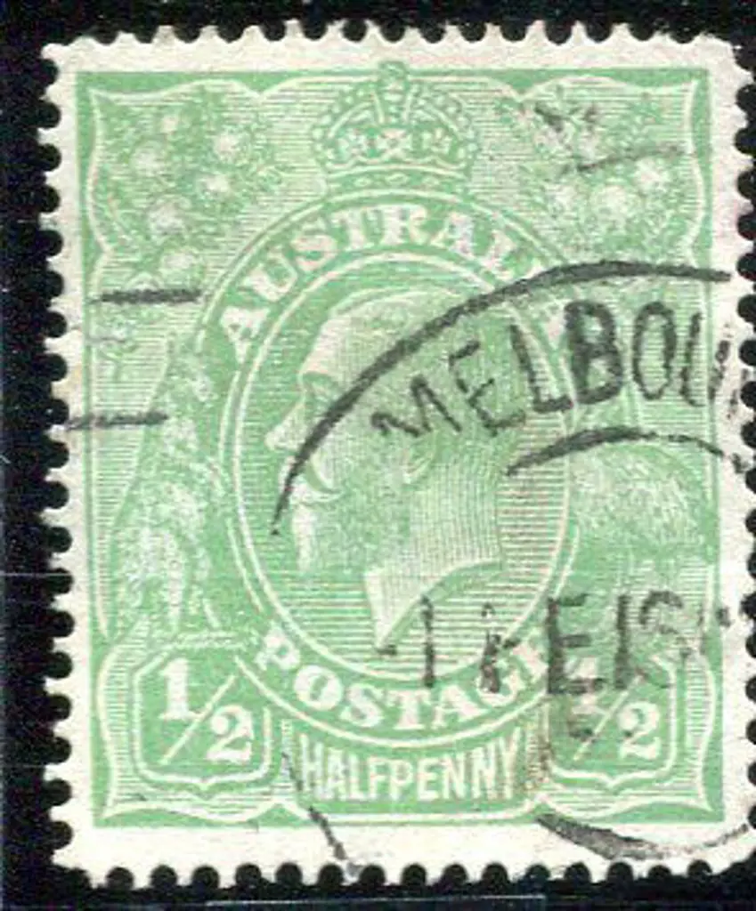 1914-20 Single Watermark ½d green single line ... Image 1++