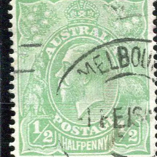 1914-20 Single Watermark ½d green single line ...