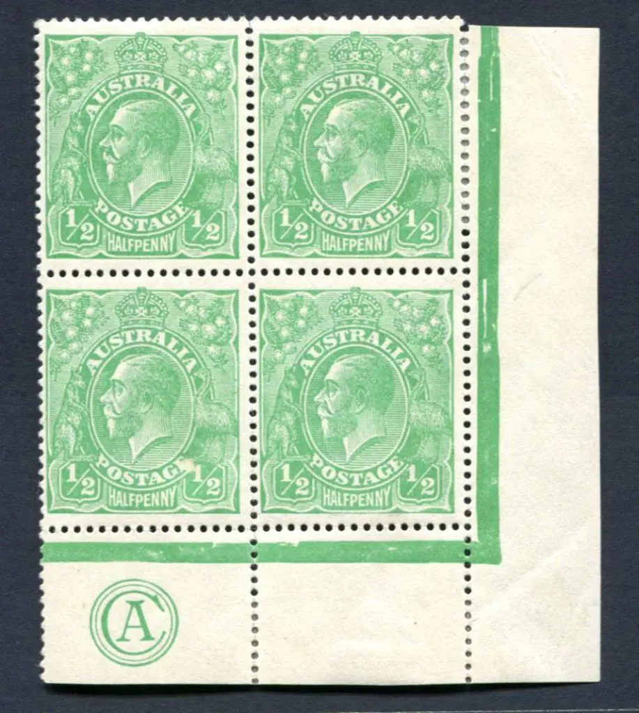 1914-20 Single Watermark ½d green, electro 2 ... Image 1++