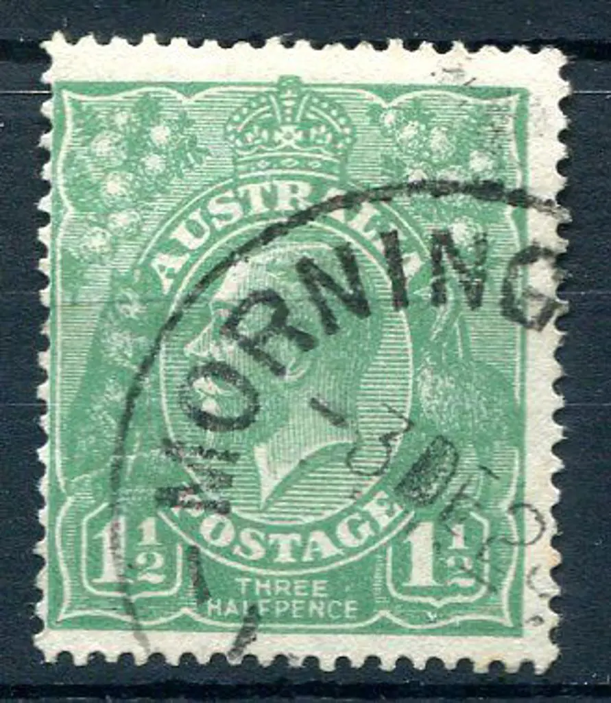 1914-20 Single Watermark 1½d green with “cracked ... Image 1++