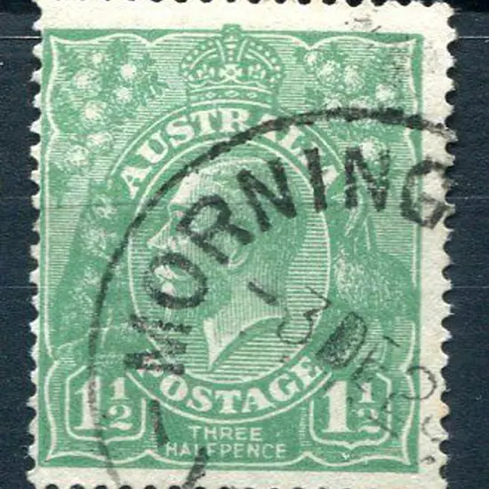 1914-20 Single Watermark 1½d green with “cracked ...