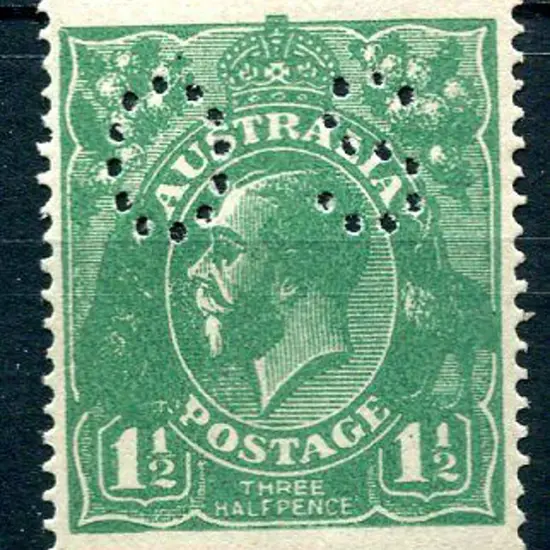 1914-20 Single Watermark 1½d intense deep green ...