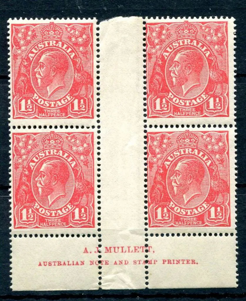 1914-20 Single Watermark 1½d scarlet Mullett ... Image 1++