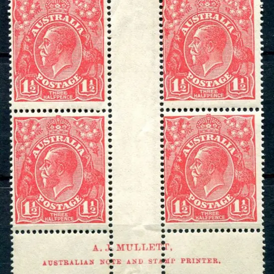 1914-20 Single Watermark 1½d scarlet Mullett ...