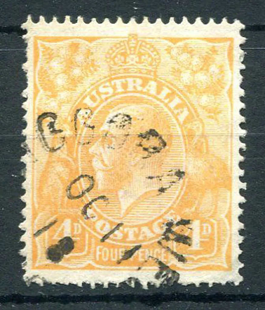 1914-20 Single Watermark 4d buff-orange with ... Image 1++