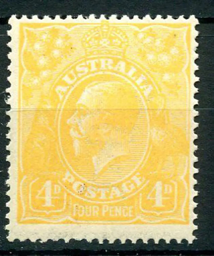 1914-20 Single Watermark 4d lemon-yellow. Fresh ... Image 1++