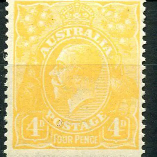 1914-20 Single Watermark 4d lemon-yellow. Fresh ...