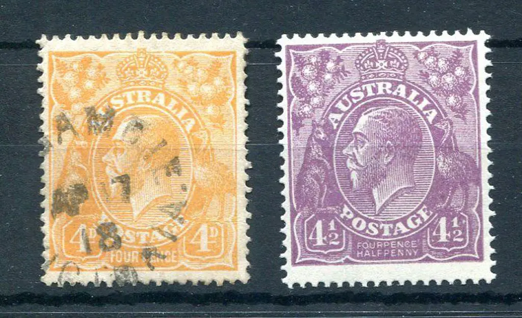 1914-20 Single Watermark 4d orange with "break in ... Image 1++
