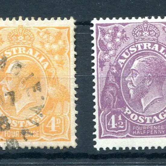 1914-20 Single Watermark 4d orange with "break in ...