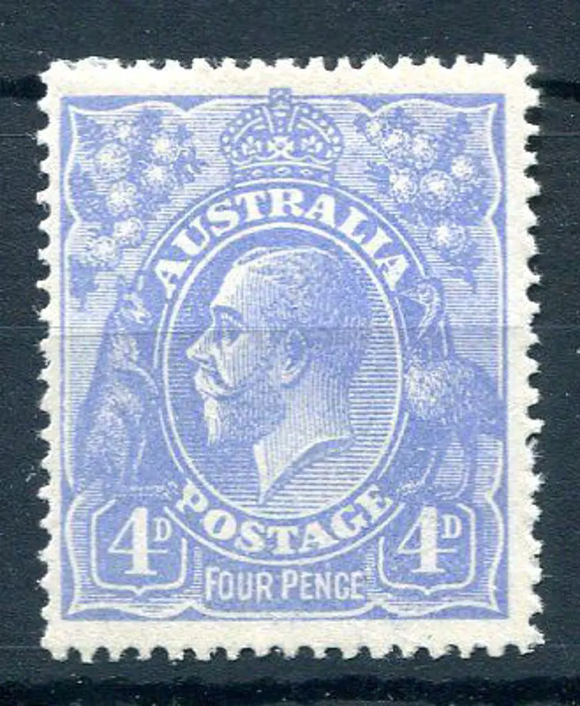 1914-20 Single Watermark 4d ultramarine with ... Image 1++