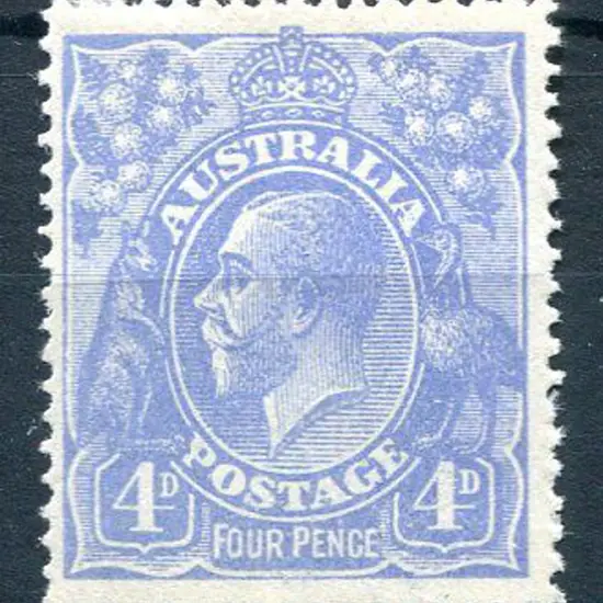 1914-20 Single Watermark 4d ultramarine with ...