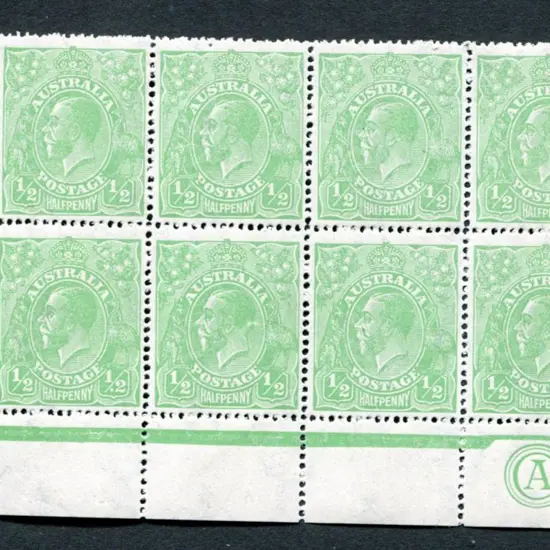 1918-20 Large Multiple Watermark Perf.14 ½d green, ...