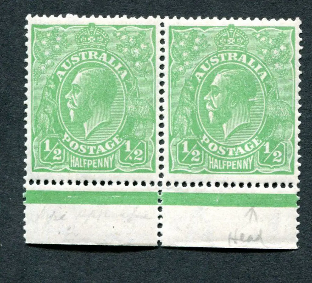 1918-20 Large Multiple Watermark Perf.14 ½d green, ... Image 1++