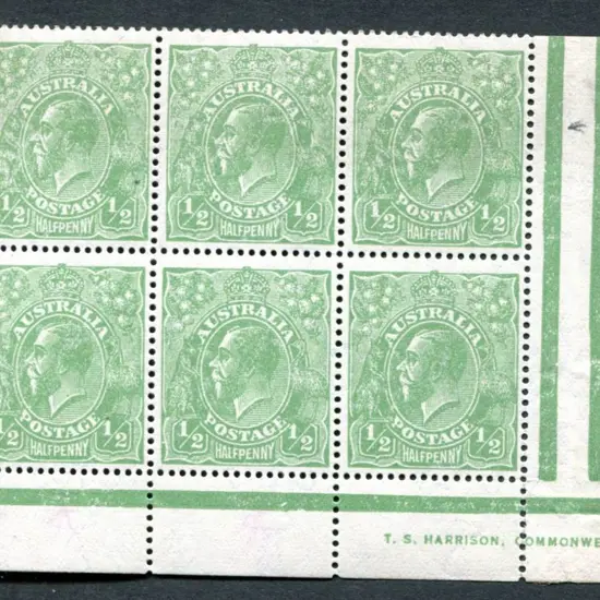 1918-20 Large Multiple Watermark Perf.14 ½d green, ...