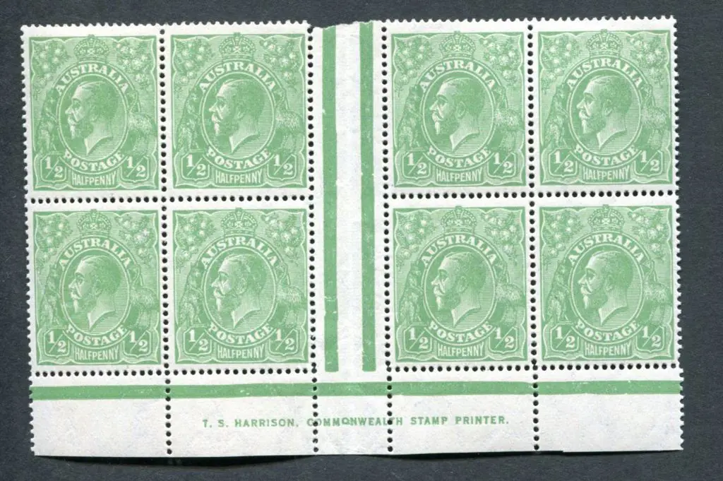1918-20 Large Multiple Watermark Perf.14 ½d green, ... Image 1++