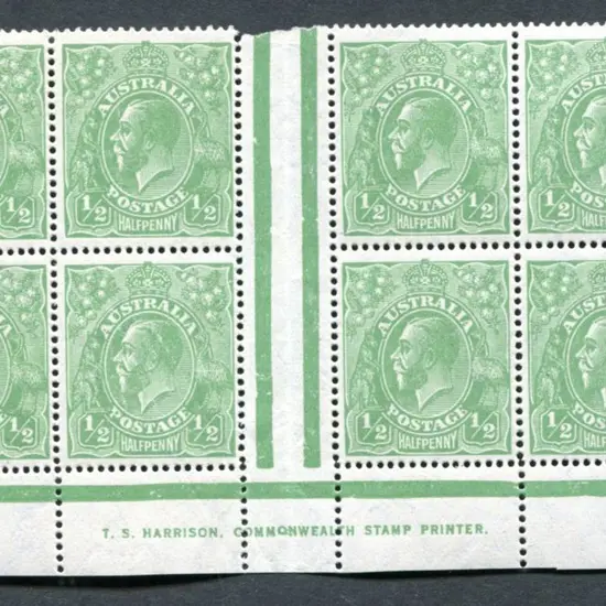 1918-20 Large Multiple Watermark Perf.14 ½d green, ...