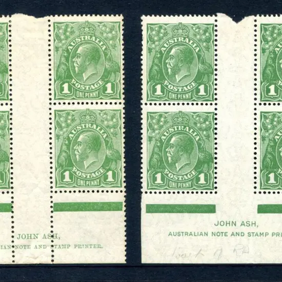 1918-20 Large Multiple Watermark Perf.14 1d green ...