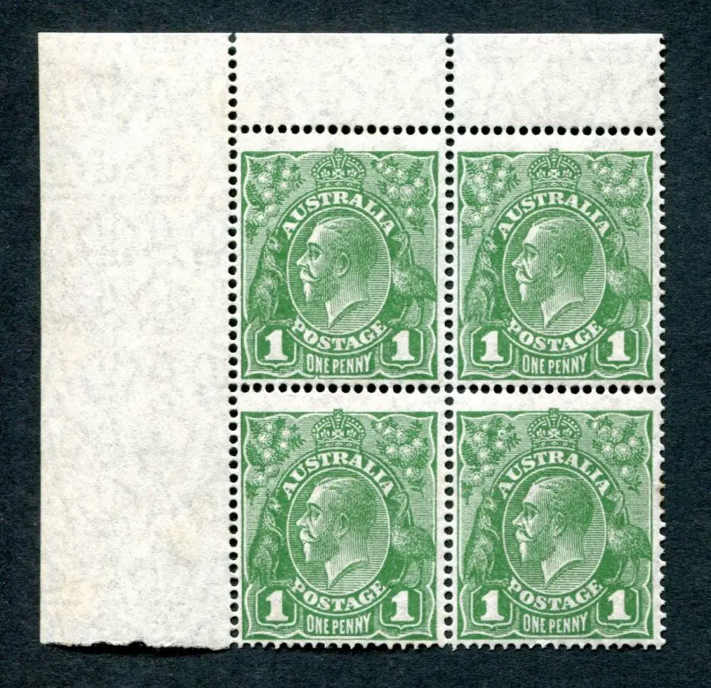1918-20 Large Multiple Watermark Perf.14 1d green ... Image 1++