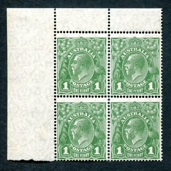 1918-20 Large Multiple Watermark Perf.14 1d green ...