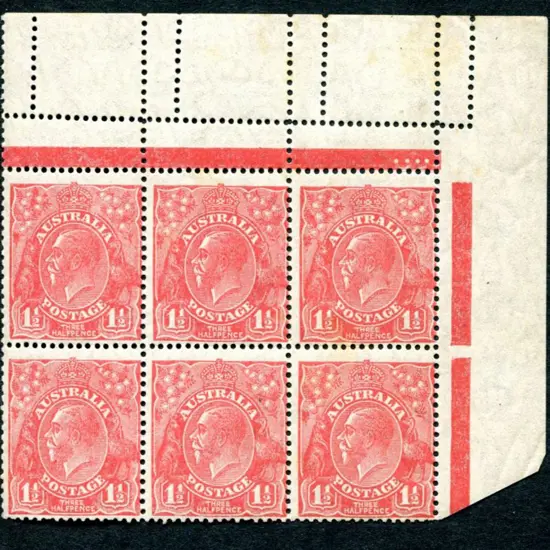 1918-20 Large Multiple Watermark Perf.14 1½d red, ...