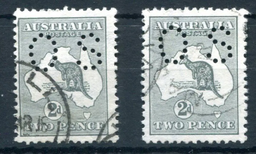 1913 2d grey kangaroos, 1st wmk x 2 with both ... Image 1++