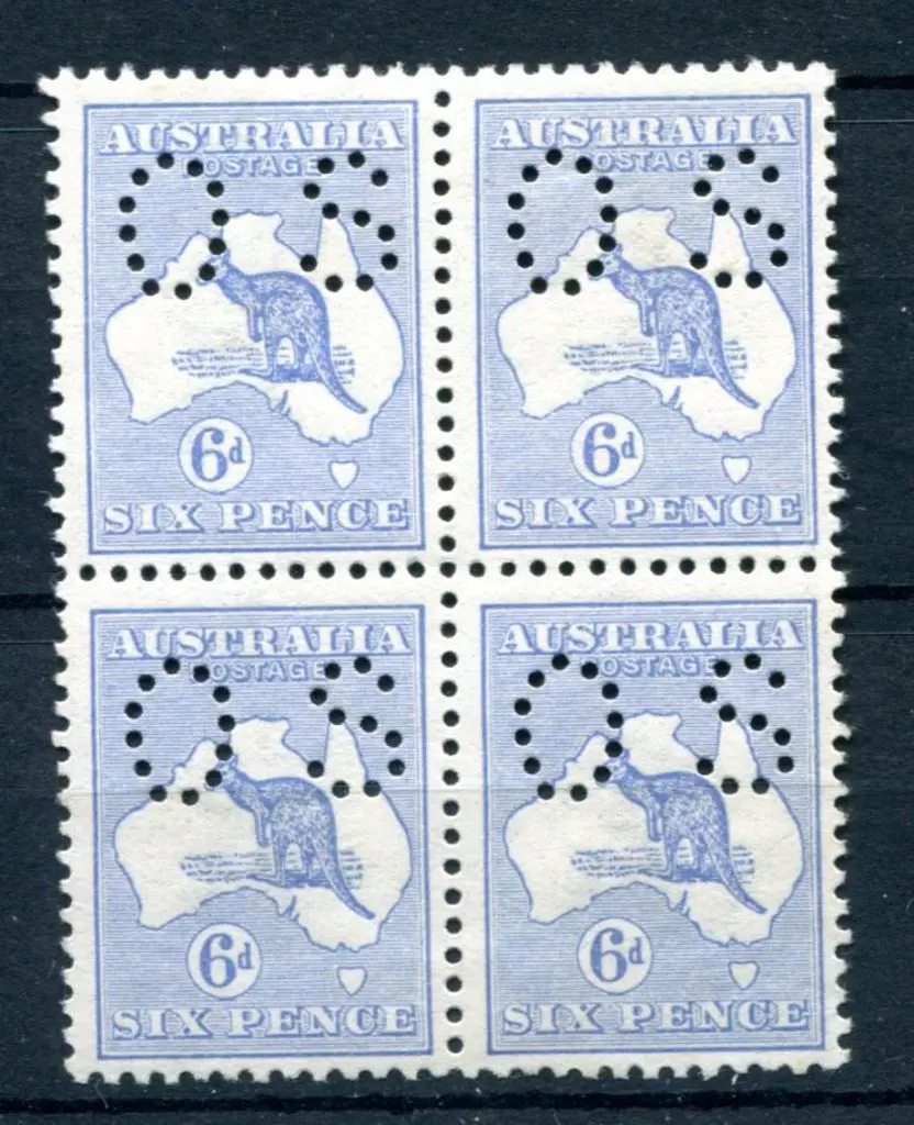1913 6d ultramarine, 1st wmk block of 4 perfined ... Image 1++