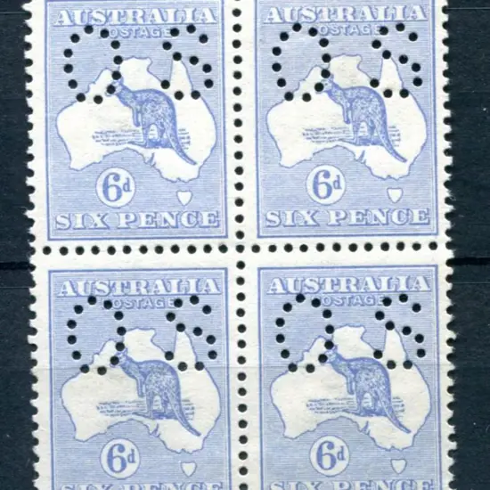 1913 6d ultramarine, 1st wmk block of 4 perfined ...