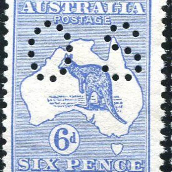 1913 6d ultramarine, Die II kangaroo perfined ...