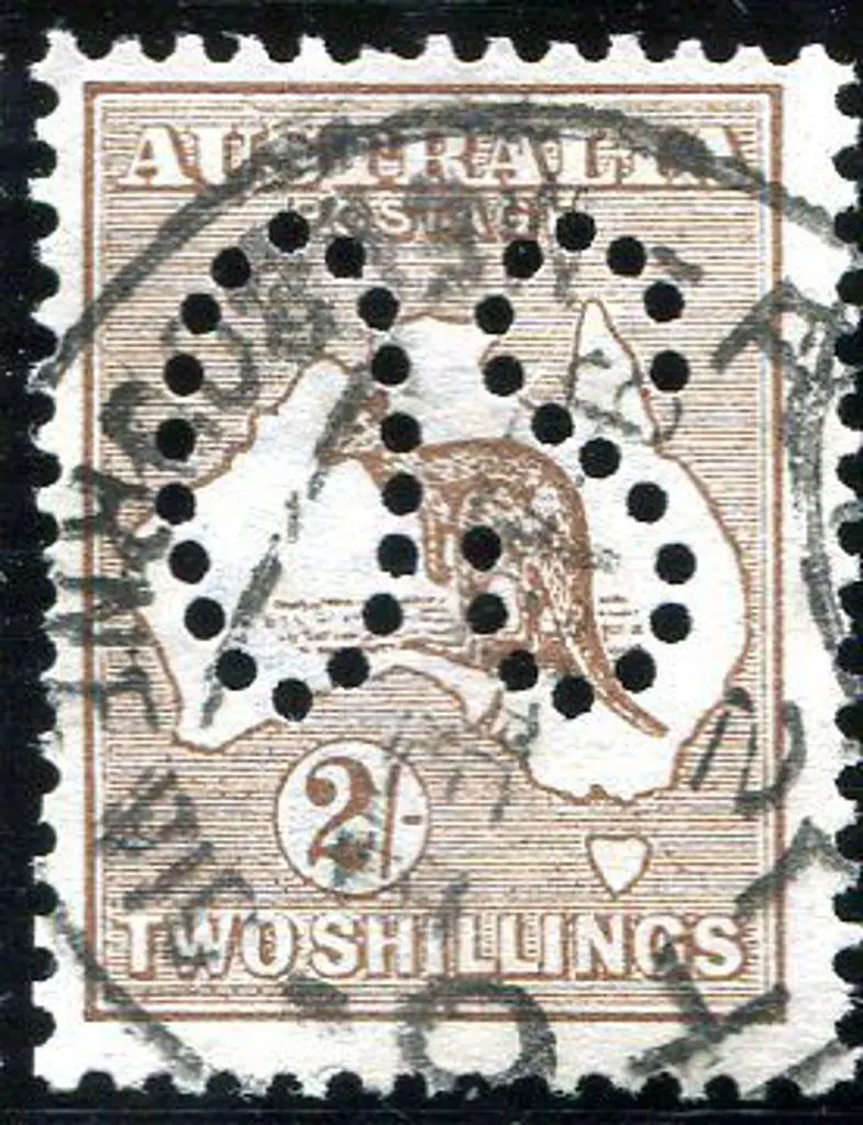 1913 2/- brown Die II kangaroo perfined large ... Image 1++