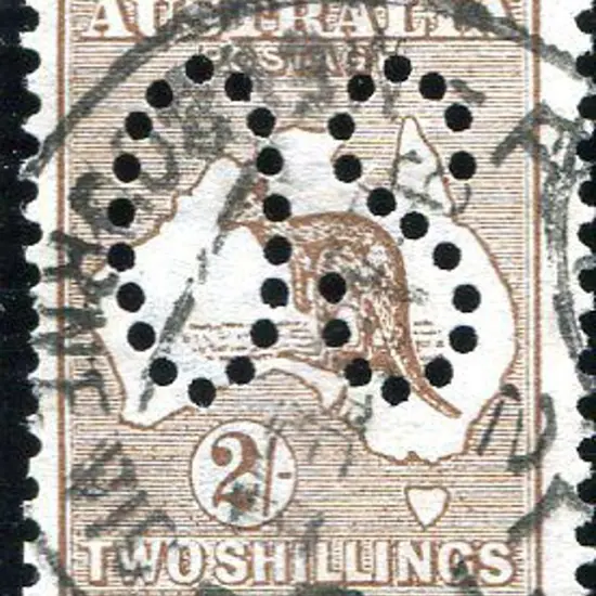 1913 2/- brown Die II kangaroo perfined large ...