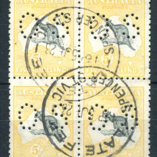 1915 5/- deep grey & yellow, 2nd wmk kangaroo ...