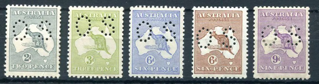 1915/28 3rd wmk kangaroo small "OS" perfined ... Image 1++