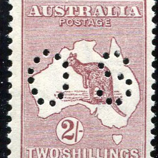 1915/28 2/- maroon kangaroo, 3rd wmk, perfined ...
