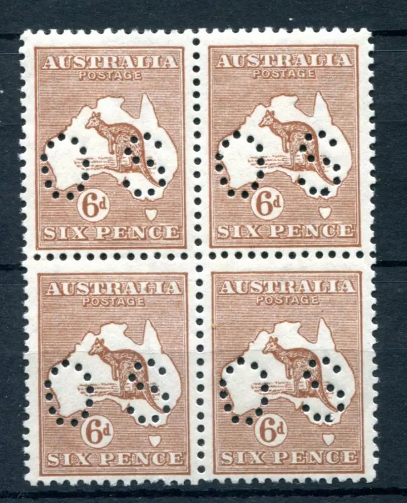 1915/28 6d chestnut kangaroo, Die IIb, 3rd wmk ... Image 1++